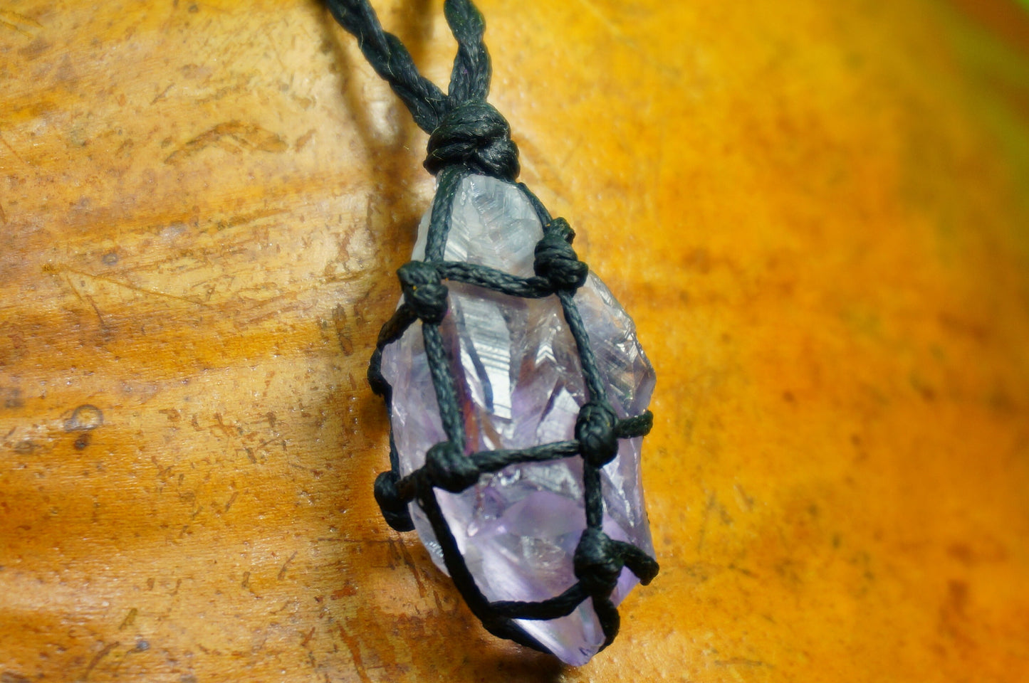 Amethyst polished Mineral Stone Brazilian Crystal Healing Makrame Wrapped Necklace Protection Gift Accessories