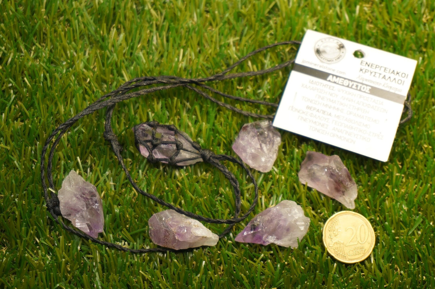 Amethyst polished Mineral Stone Brazilian Crystal Healing Makrame Wrapped Necklace Protection Gift Accessories
