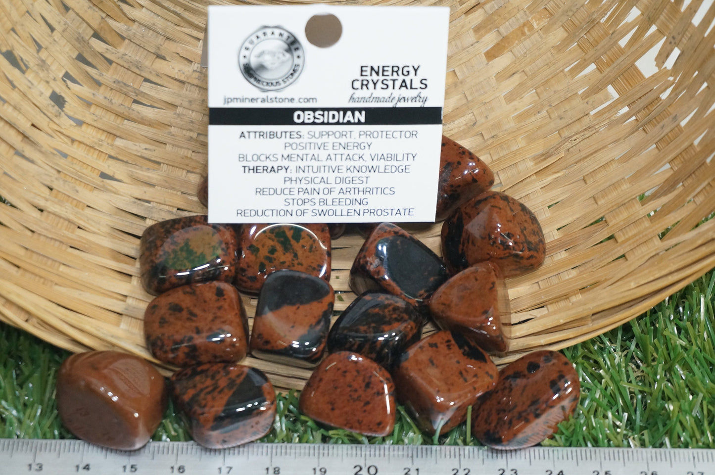 Natürliches braunes Obsidianexemplar - Heilstein - Chakren Reiki polierter Stein