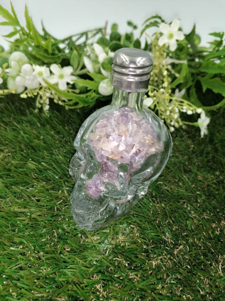 Natürliche Amethyst Kristall Wunschflasche,Kristall Skelett Flasche,Kristallstein,Kristall Quarz Heilung,Heilstein