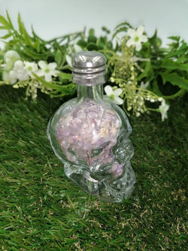 Natürliche Amethyst Kristall Wunschflasche,Kristall Skelett Flasche,Kristallstein,Kristall Quarz Heilung,Heilstein