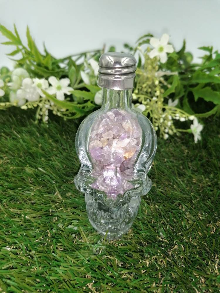 Natürliche Amethyst Kristall Wunschflasche,Kristall Skelett Flasche,Kristallstein,Kristall Quarz Heilung,Heilstein