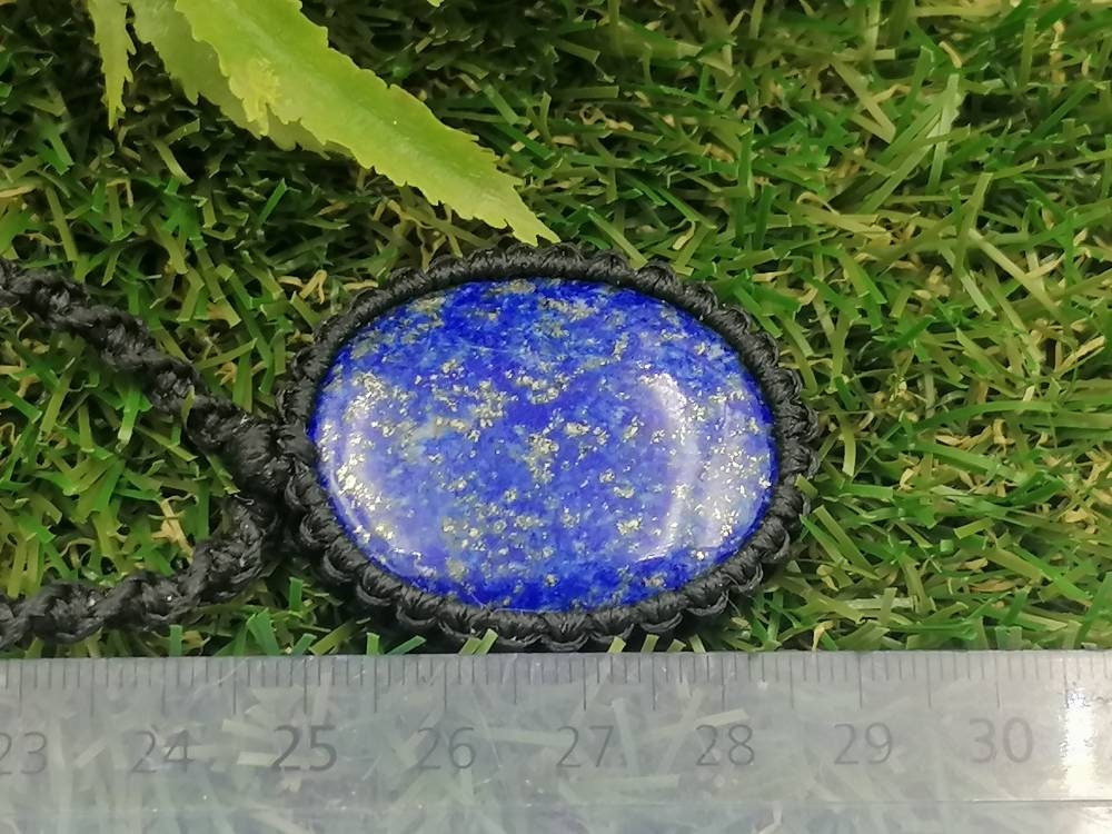 Natural Lapis Lazouli Χειροποίητο τυλιγμένο κολιέ μακραμέ - Θεραπευτική πέτρα - Ιδέα δώρου - Προστασία