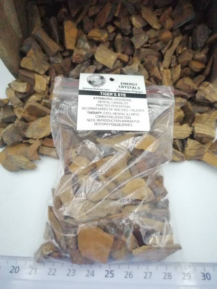 Tiger's Eye Crystal Chips, Πτυσσόμενος Θεραπευτικός Πολύτιμος Λίθος, New Age Rough Semi-Pricious Rocks