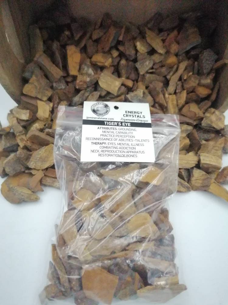 Tiger's Eye Crystal Chips, Πτυσσόμενος Θεραπευτικός Πολύτιμος Λίθος, New Age Rough Semi-Pricious Rocks