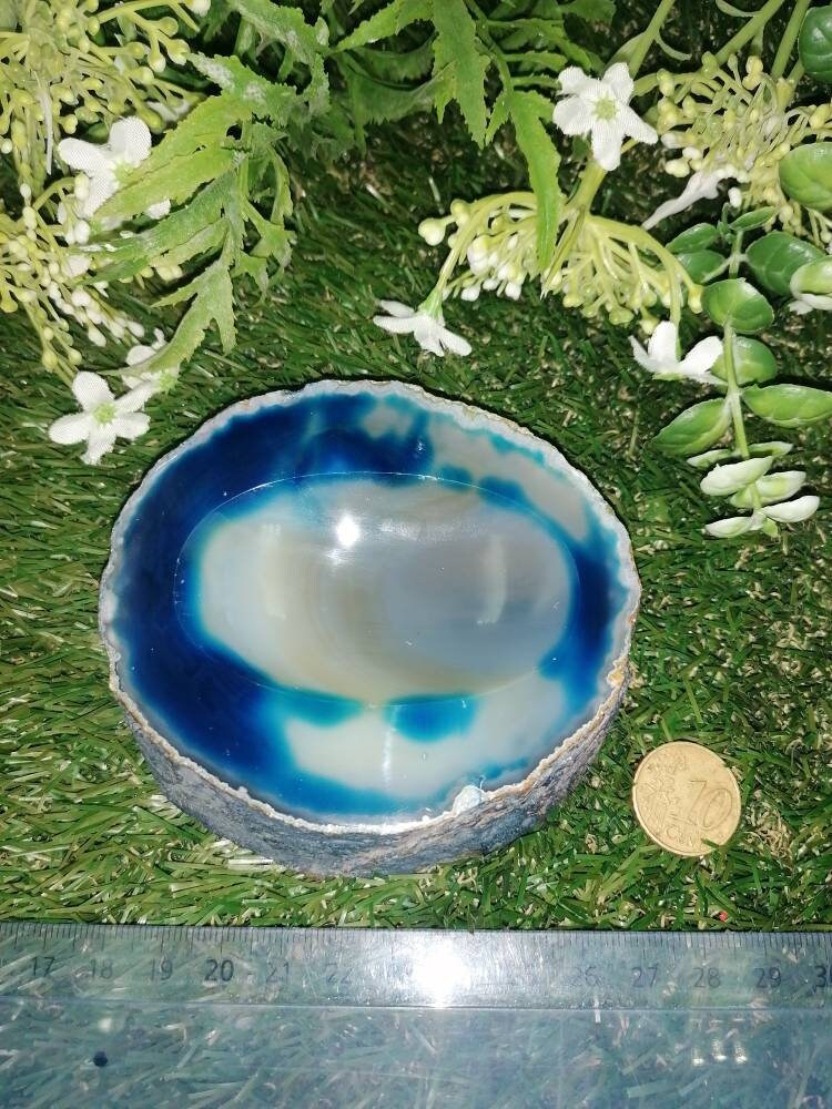 Natürlicher blauer Achat Aschenbecher Heilkristall Sternzeichen Mineralstein