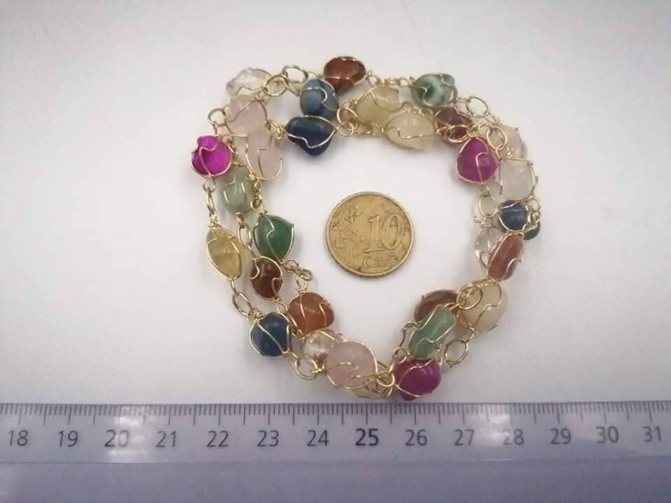 Handgemachte vergoldete Halskette natürliche Achat Heilkristall Armband Citrin Schutz Halskette