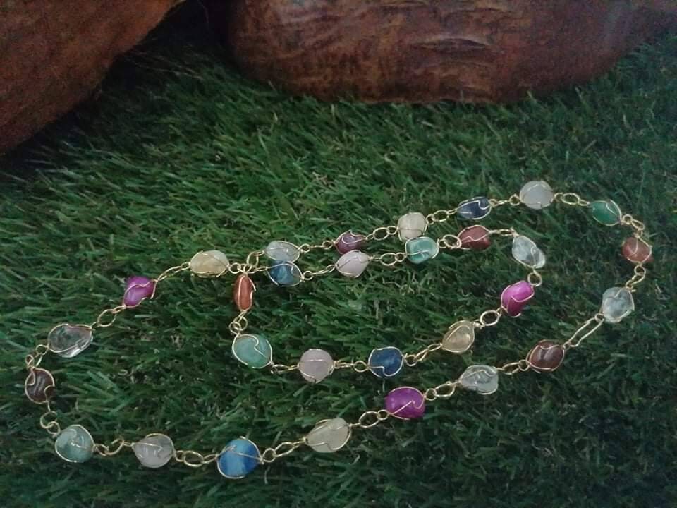Handgemachte vergoldete Halskette natürliche Achat Heilkristall Armband Citrin Schutz Halskette