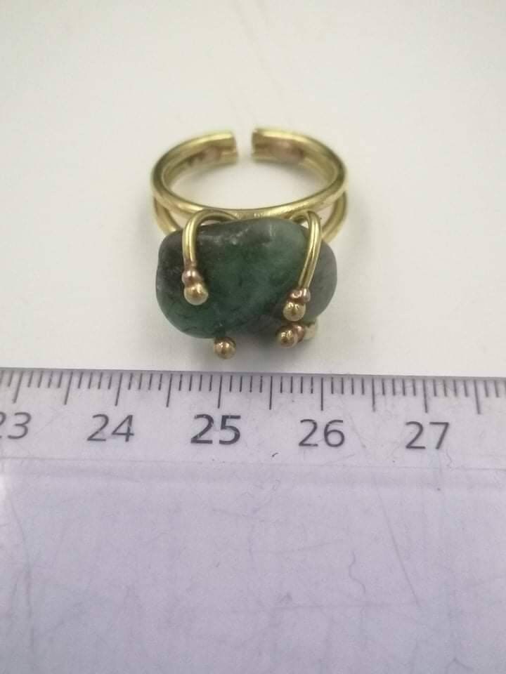 Χειροποίητο ορειχάλκινο δαχτυλίδι Emerald Crystal Gift Idea Healing Crystal- Master Healer, Ευθυγράμμιση Τσάκρα, Προστασία Αύρας, Ενισχυτής