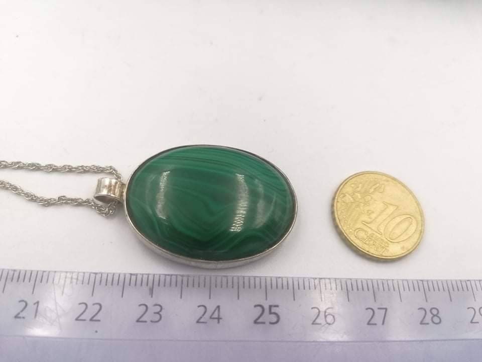 Malachit Kristall Halskette Sterling Silber 925