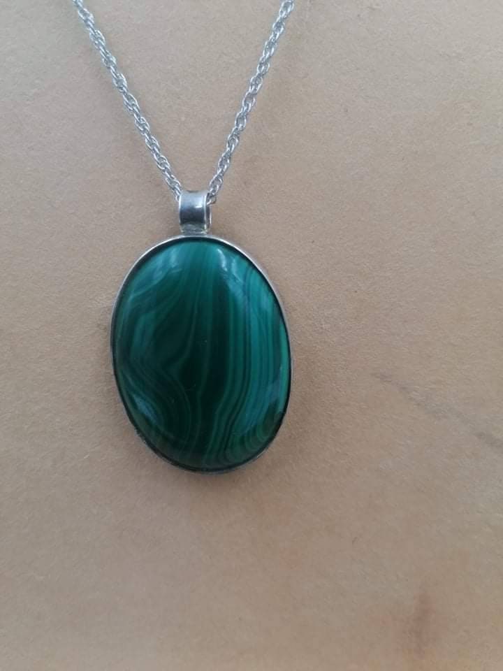 Malachit Kristall Halskette Sterling Silber 925