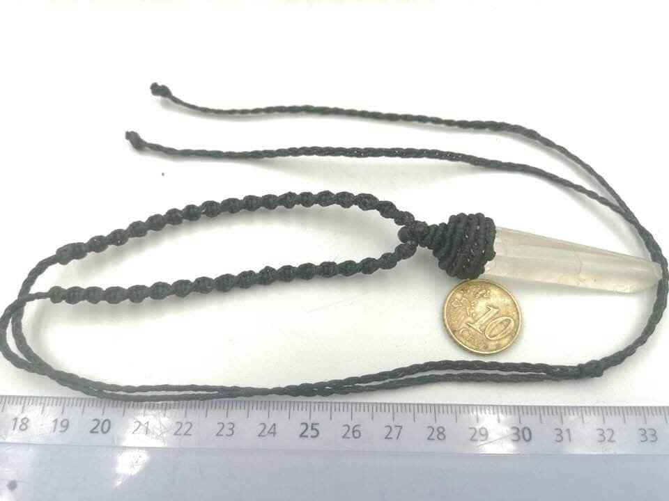 Κρύσταλλο χαλαζία Τραχιά ορυκτή πέτρα Brazilian Crystal Healing Makrame τυλιγμένο κολιέ Αξεσουάρ δώρου