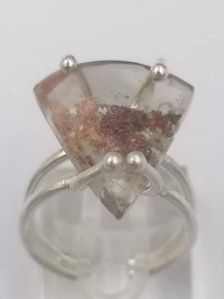 Handgefertigter Messingring Qyartz Garten Oxidation von Hämatit facettiert geschliffen Sterling Silber 925 Kristall Geschenk Heilkristall- Heiler, Chakra