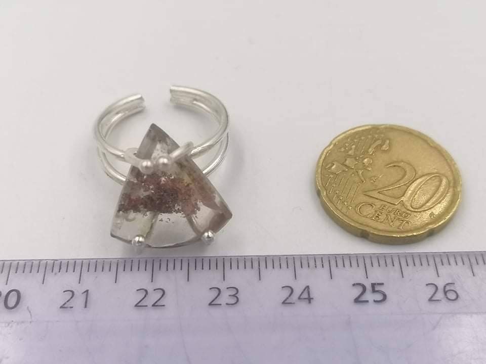Handgefertigter Messingring Qyartz Garten Oxidation von Hämatit facettiert geschliffen Sterling Silber 925 Kristall Geschenk Heilkristall- Heiler, Chakra
