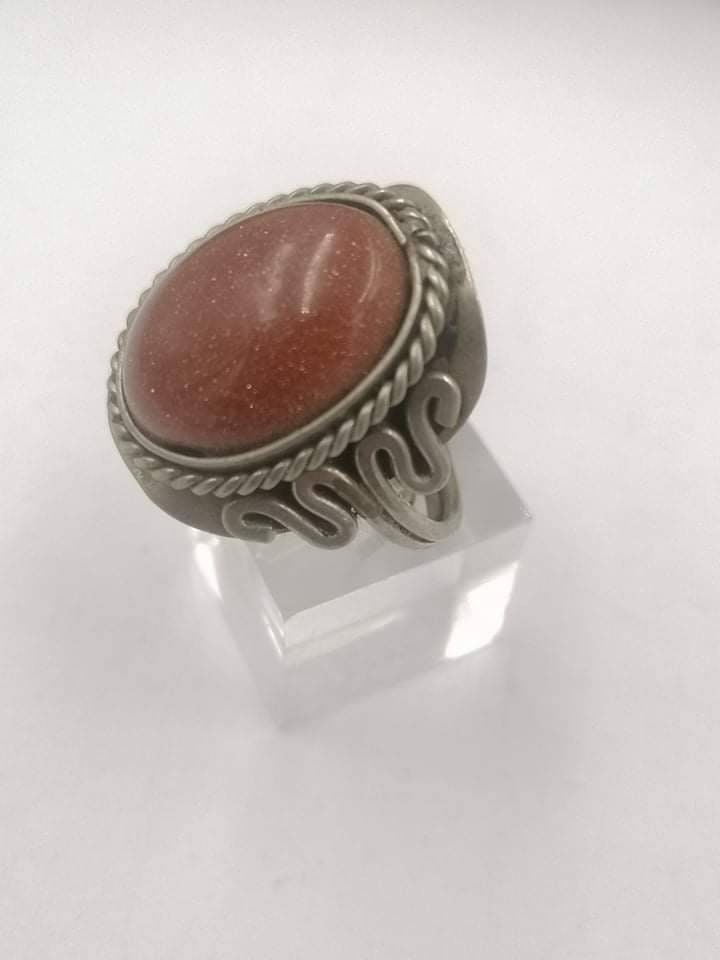 Ηλιακή πέτρα αλπακά μέταλλο cabochon Crystal Healing Ring - Master Healer, Chakra Alignment, Aura Protection, Ενισχυτής