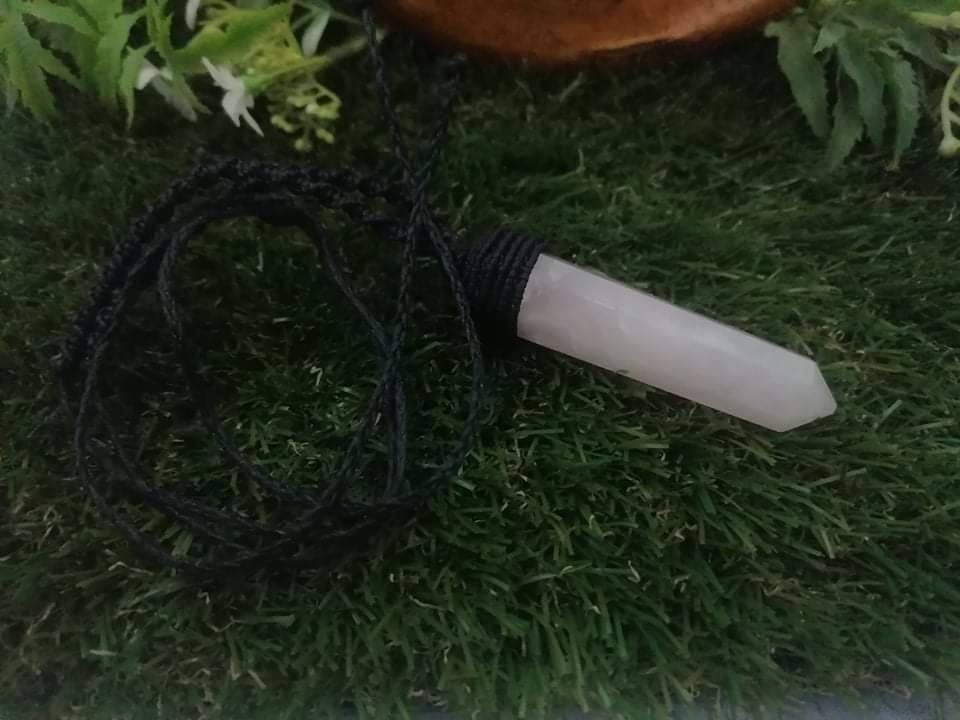 Ροζ χαλαζία Exagon Stick Rough Mineral Stone Brazilian Crystal Healing Makrame τυλιγμένο κολιέ Προστασία δώρου Αξεσουάρ Active