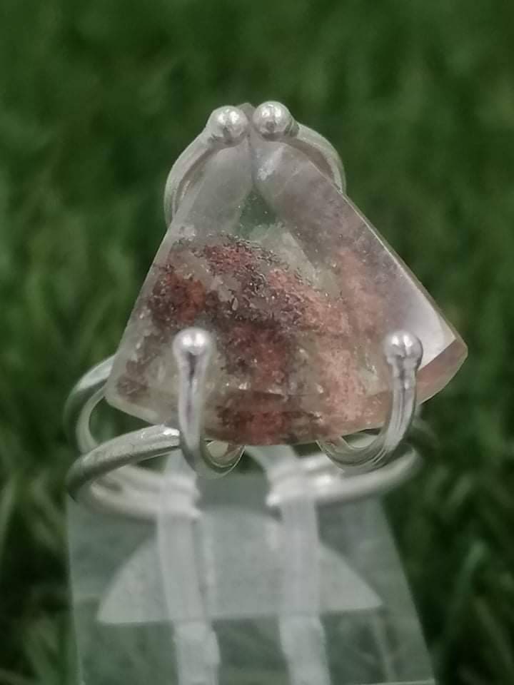 Handgefertigter Messingring Qyartz Garten Oxidation von Hämatit facettiert geschliffen Sterling Silber 925 Kristall Geschenk Heilkristall- Heiler, Chakra