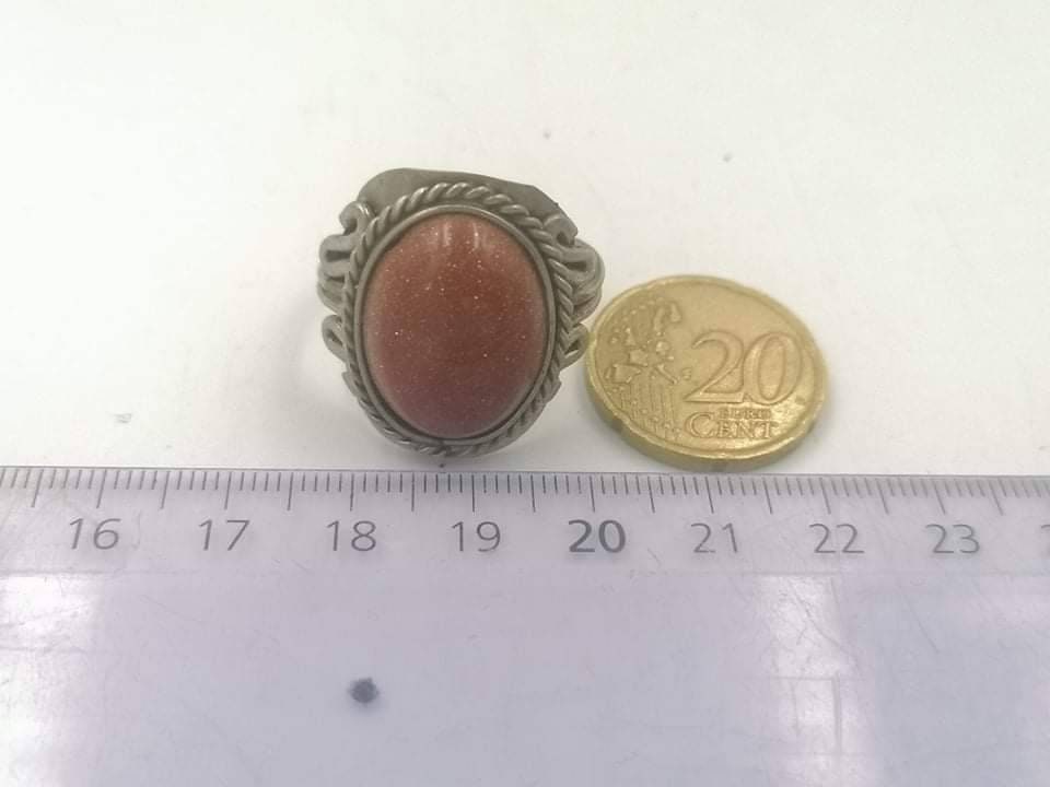 Ηλιακή πέτρα αλπακά μέταλλο cabochon Crystal Healing Ring - Master Healer, Chakra Alignment, Aura Protection, Ενισχυτής