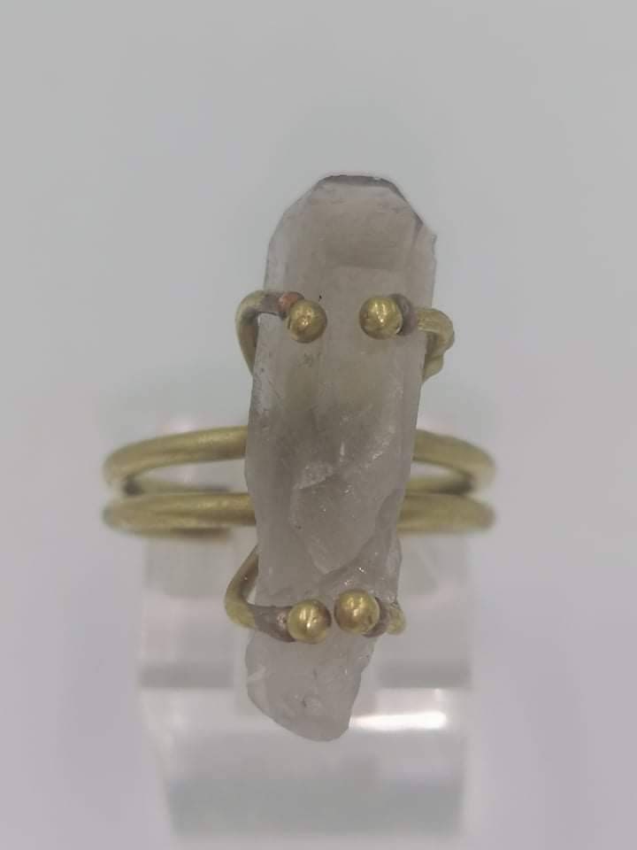 Χειροποίητο δαχτυλίδι Smoky Quartz Crystal