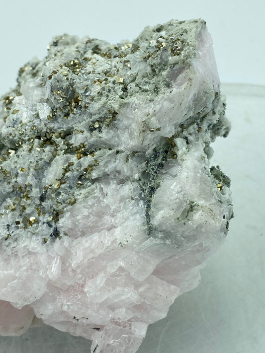 Rosa Calcit und Pyrit Rohmineral für HEILUNG und LIEBE