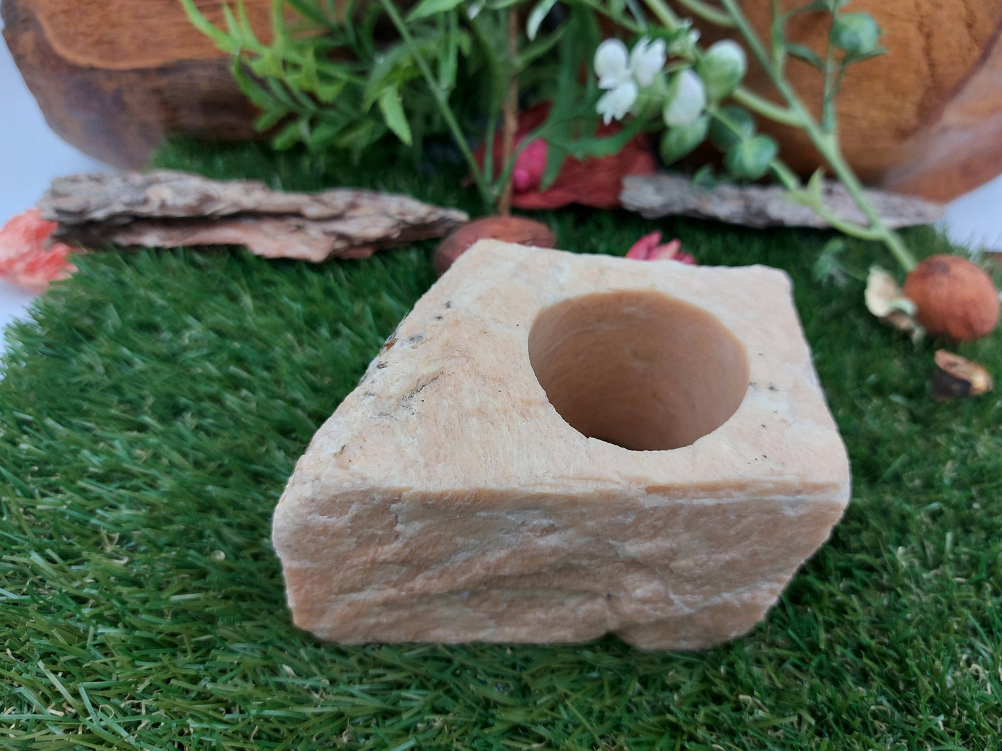 Natürlicher brauner Jaspis-Kerzenhalter - Heilkristall, Sternzeichen-Mineralstein