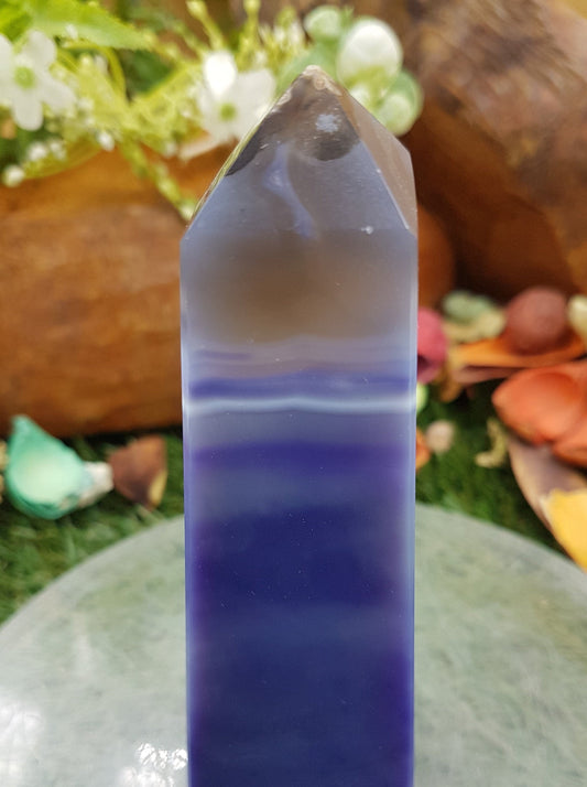 SELTENER blau-weißer Turmachat zur HEILUNG, zum Schutz und zur Meditation