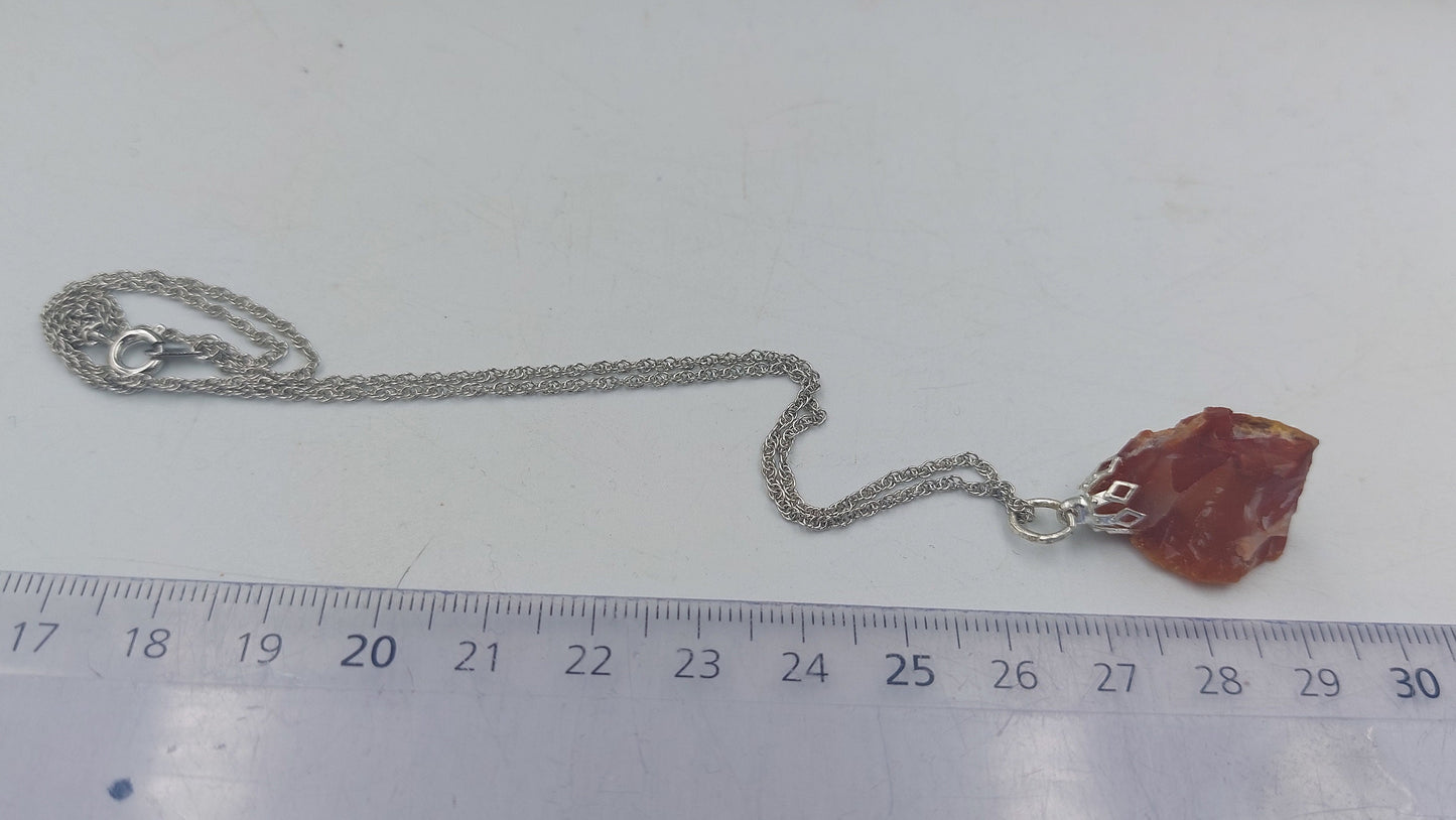 Περιδέραιο Carnelian Rough Crystal Sterling Steel Healing Crystal Accessories Zodiac Mineral Stone