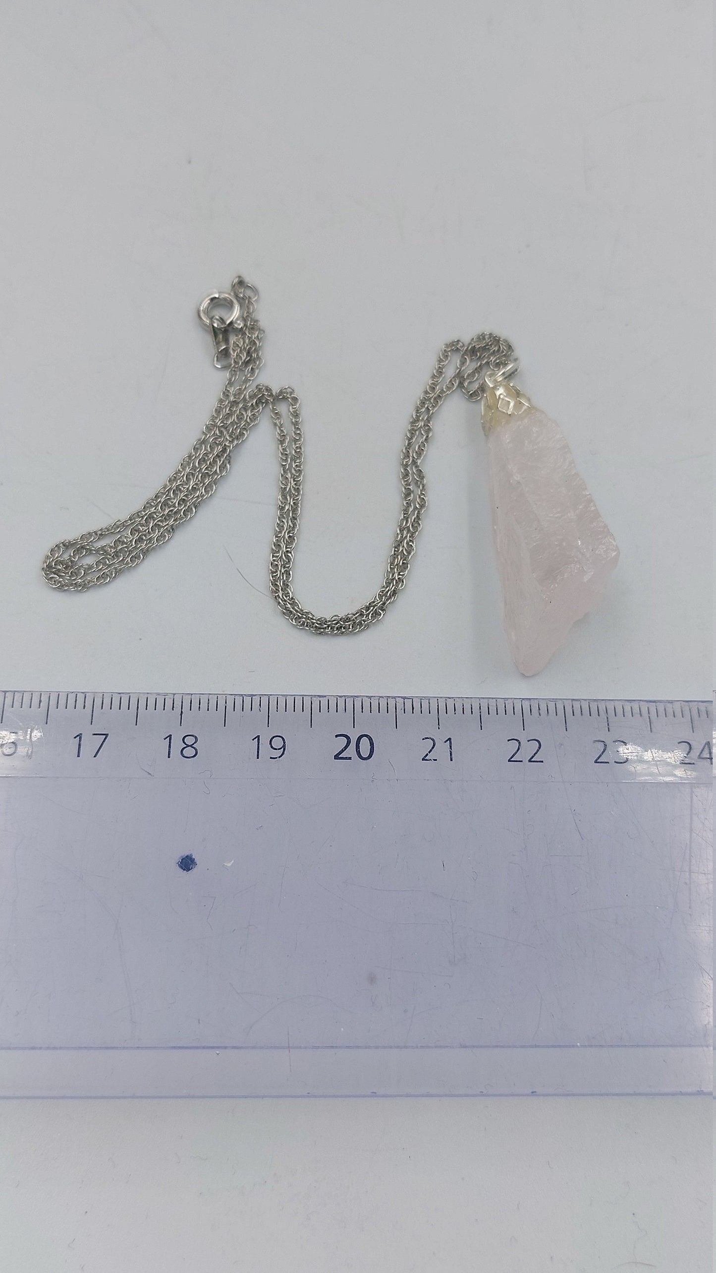 Natürliche rosa Quarz Sterling Stahl Halskette Heilung Kristall Zubehör Sternzeichen Mineral Stein