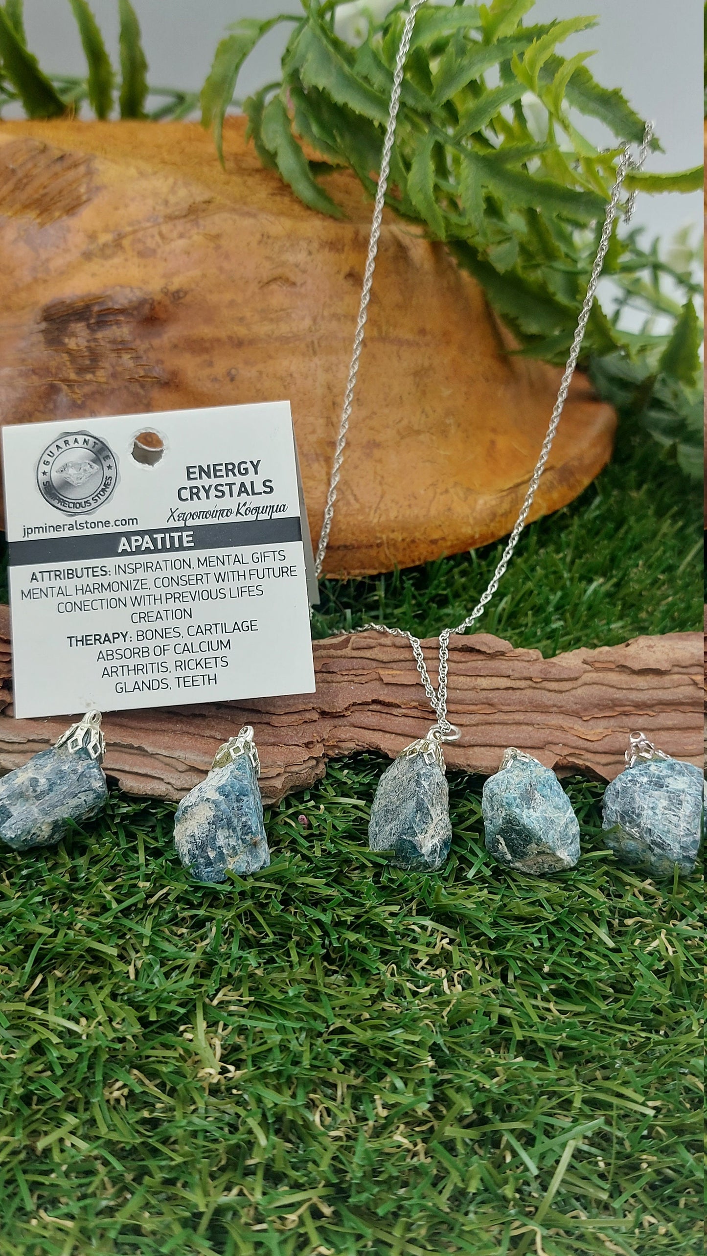 Natürliche Apatit Sterling Stahl Halskette Heilung Kristall Zubehör Sternzeichen Mineral Stein