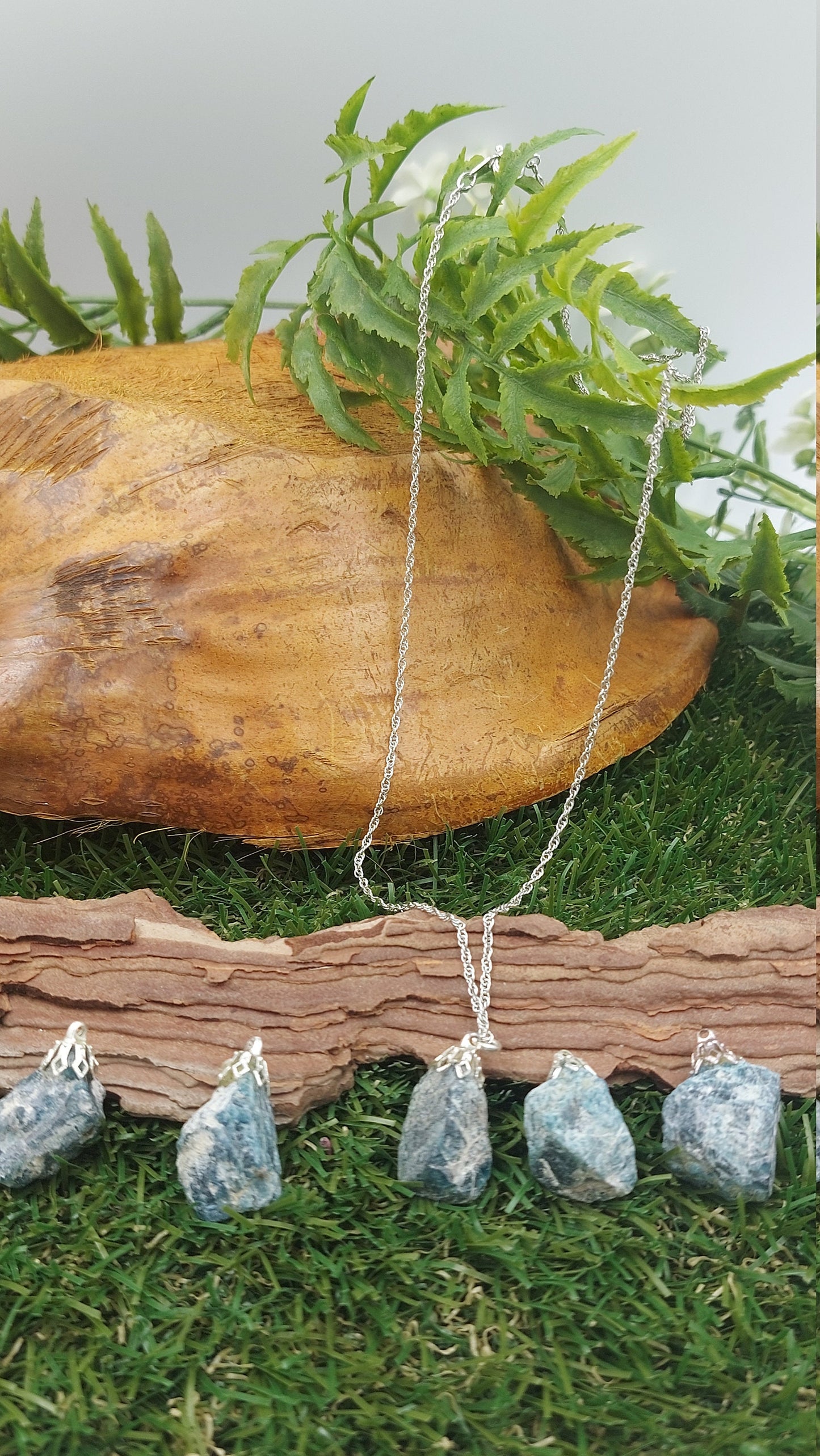 Natürliche Apatit Sterling Stahl Halskette Heilung Kristall Zubehör Sternzeichen Mineral Stein
