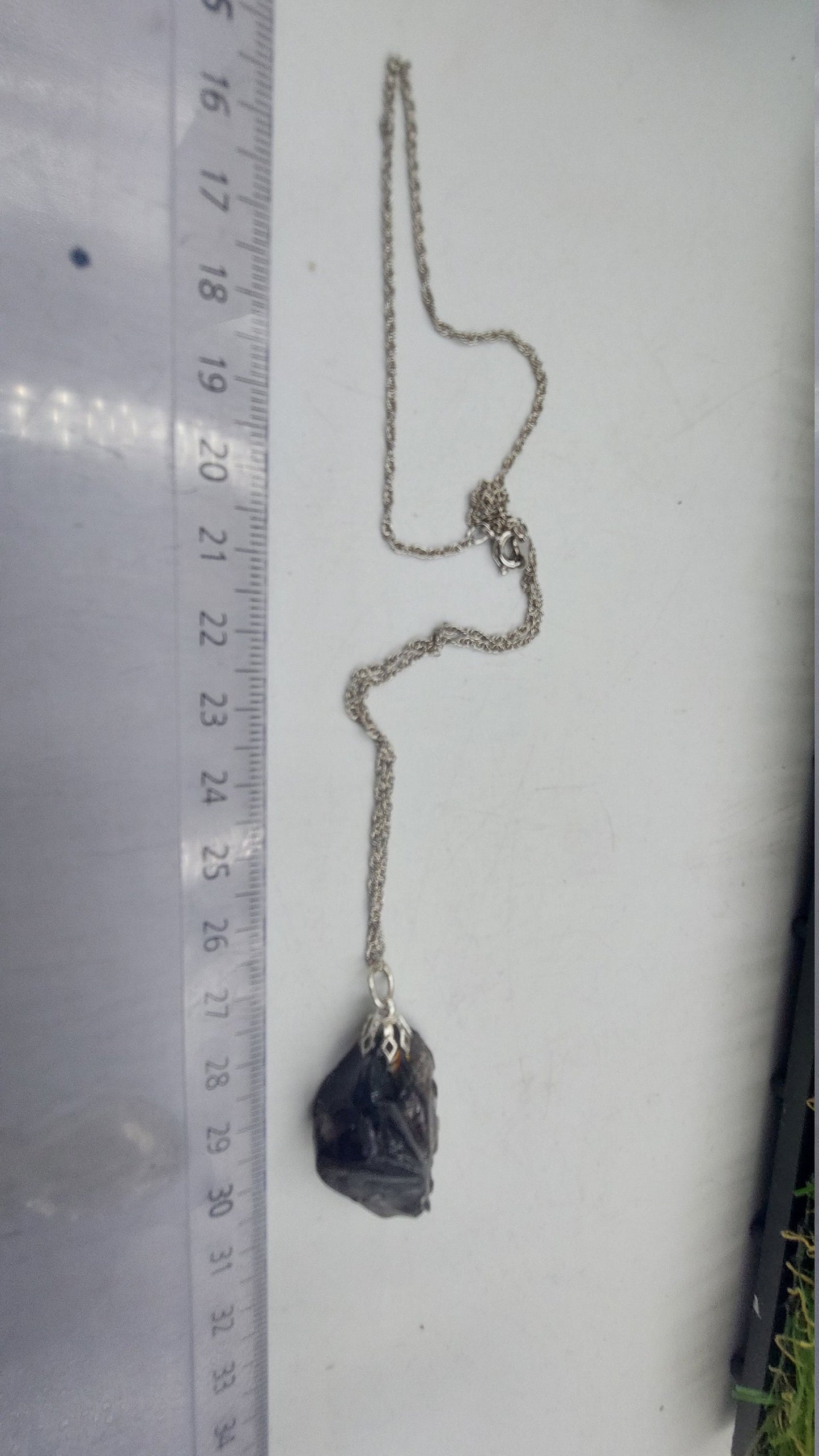 Natürliche schwarze/rauchige Obsidian Sterling Stahl Halskette Heilung Kristall Zubehör Sternzeichen Mineral Stein