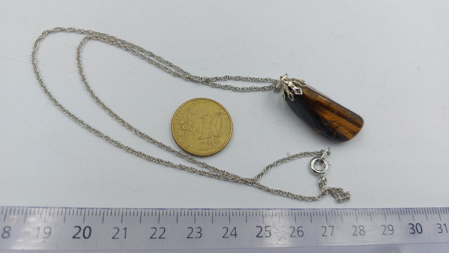 Φυσικό κολιέ από ατσάλι με φυσικό μάτι Tiger's Eye Θεραπευτικά κρύσταλλα αξεσουάρ Zodiac Mineral Stone