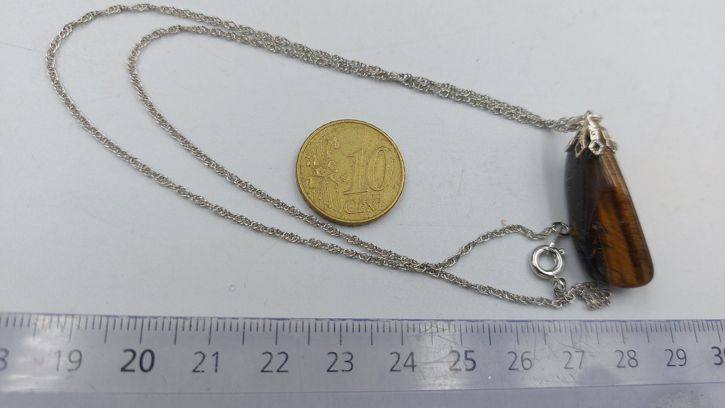 Φυσικό κολιέ από ατσάλι με φυσικό μάτι Tiger's Eye Θεραπευτικά κρύσταλλα αξεσουάρ Zodiac Mineral Stone