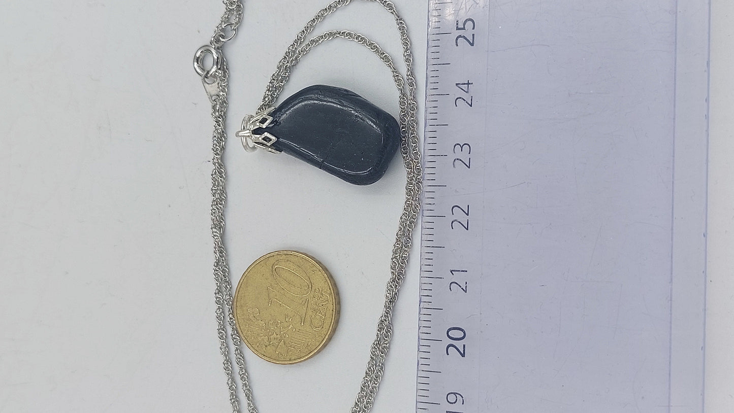 Halskette aus natürlichem poliertem schwarzem Onyx aus Sterlingstahl, Heilkristall, Zubehör, Sternzeichen, Mineralstein
