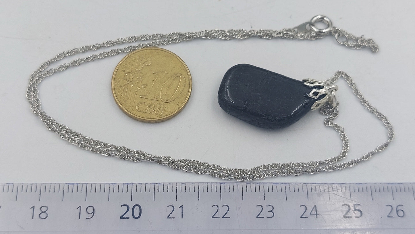 Halskette aus natürlichem poliertem schwarzem Onyx aus Sterlingstahl, Heilkristall, Zubehör, Sternzeichen, Mineralstein