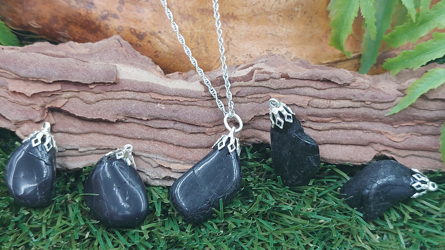 Halskette aus natürlichem poliertem schwarzem Onyx aus Sterlingstahl, Heilkristall, Zubehör, Sternzeichen, Mineralstein