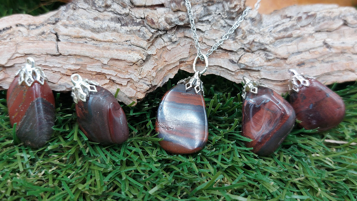 Φυσικό Κόκκινο Μάτι Tiger's Eye Ατσάλινο κολιέ Θεραπευτικά Κρυστάλλινα Αξεσουάρ Zodiac Mineral Stone