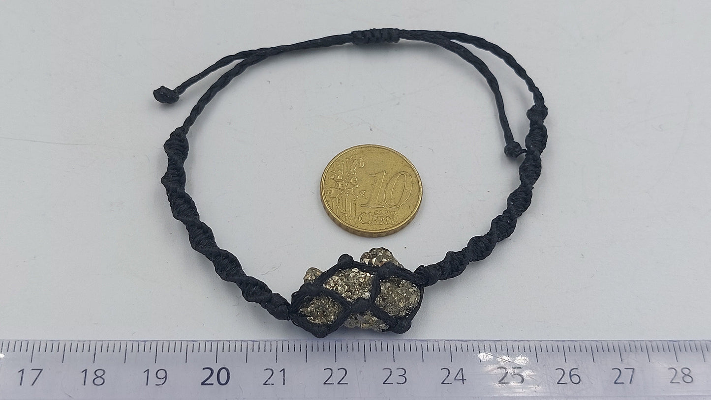 Φυσικός Πυρίτης Χειροποίητο Περιτύλιγμα Μακραμέ Βραχιόλι Θεραπευτικά Κρυστάλλινα Αξεσουάρ Zodiac Ορυκτό Πέτρα