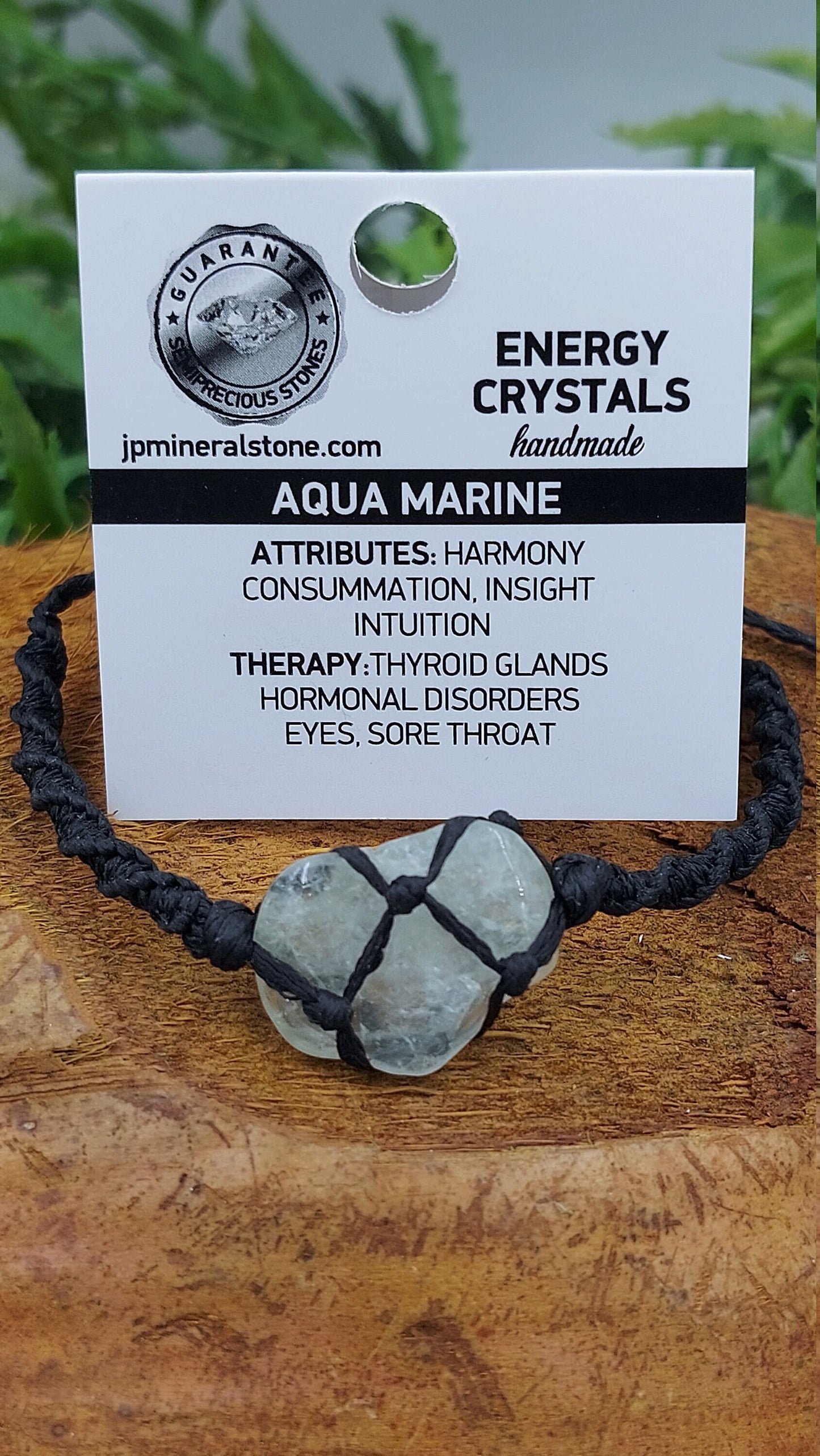 Natürliches Aquamarin-Handgemachtes Wickelarmband aus Makramee, Heilkristall, Zubehör, Sternzeichen, Mineralstein