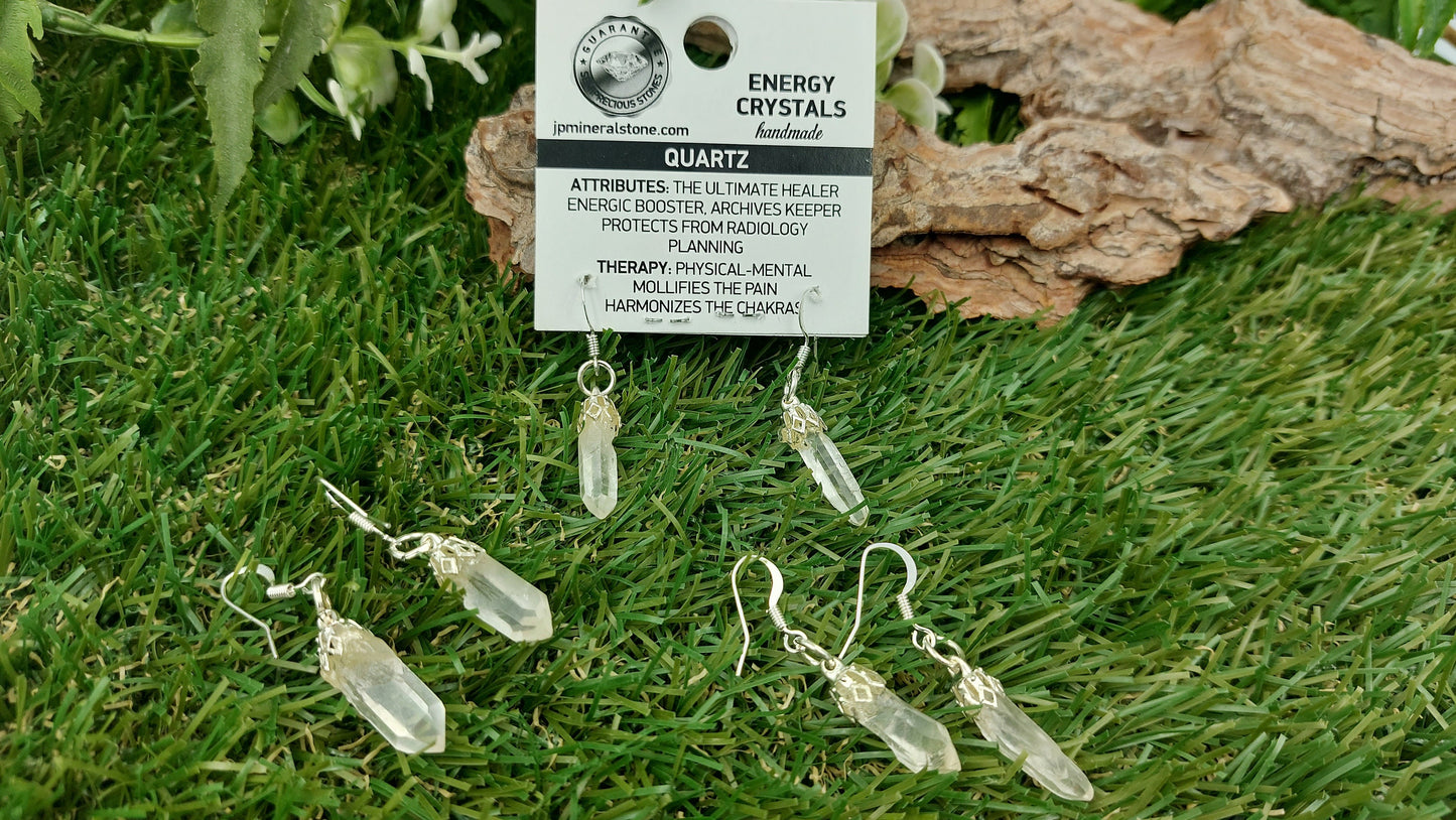 Σκουλαρίκια Clear Quartz Point Crystal