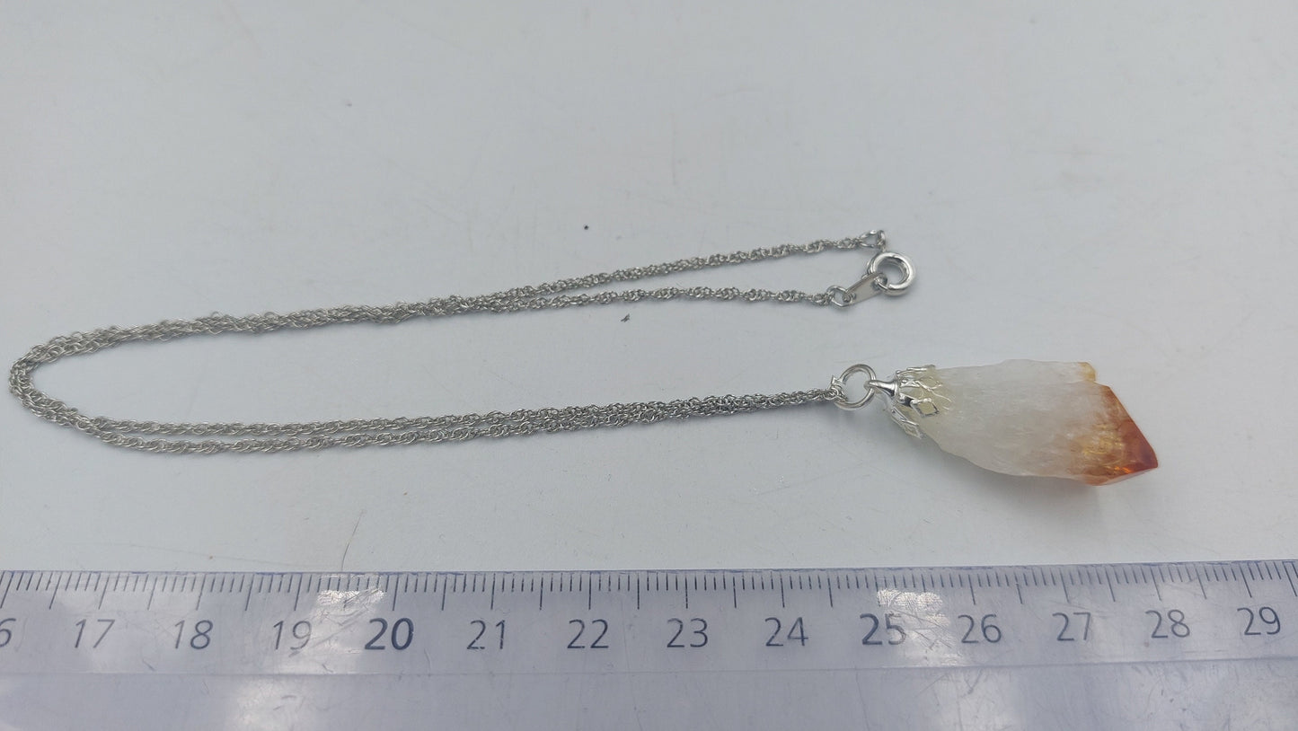 Φυσικό κολιέ από ατσάλι Pointy Citrine Healing Crystal Αξεσουάρ Zodiac Mineral Stone