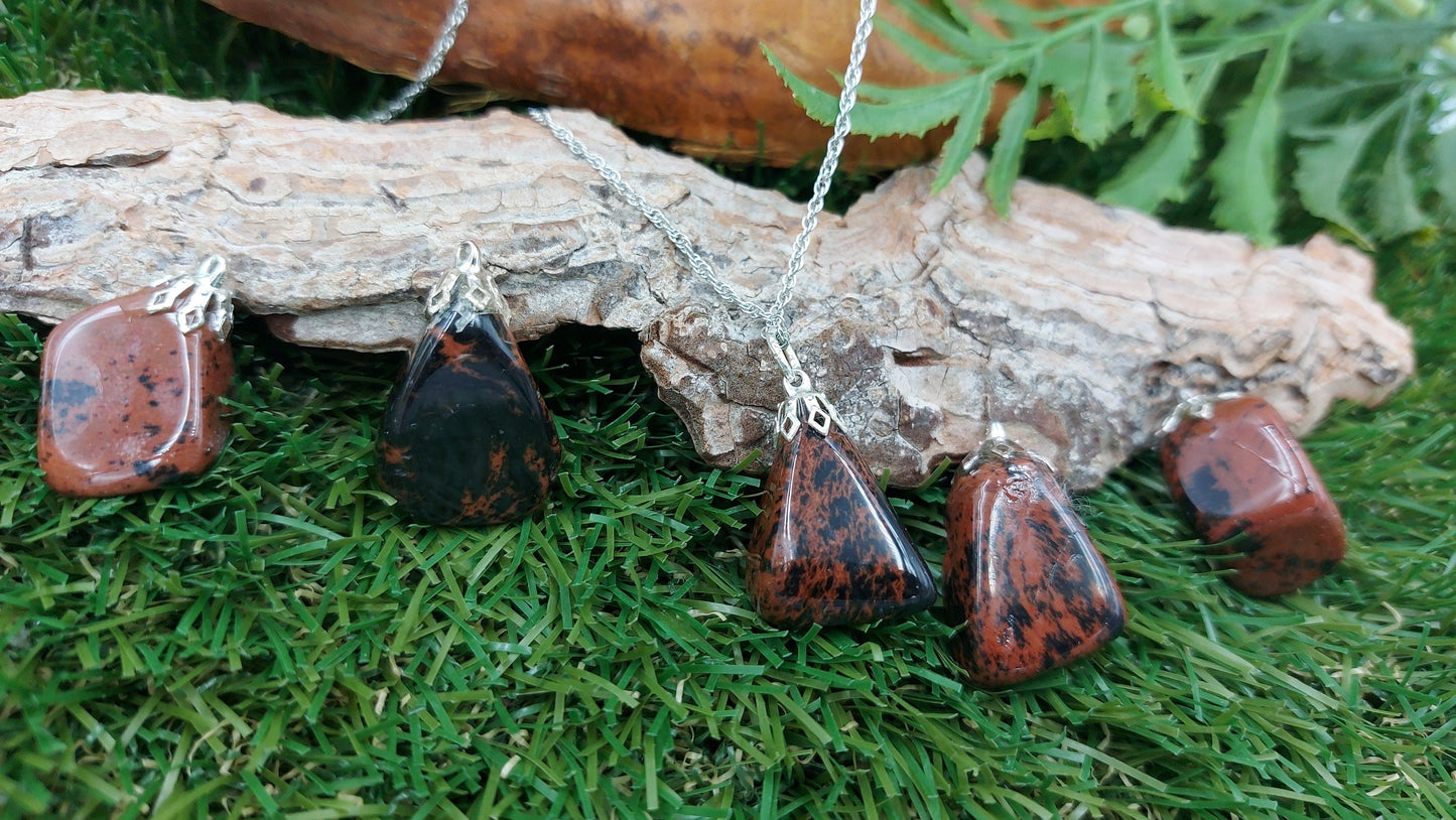 Halskette aus Mahagoni-Obsidian-Kristall