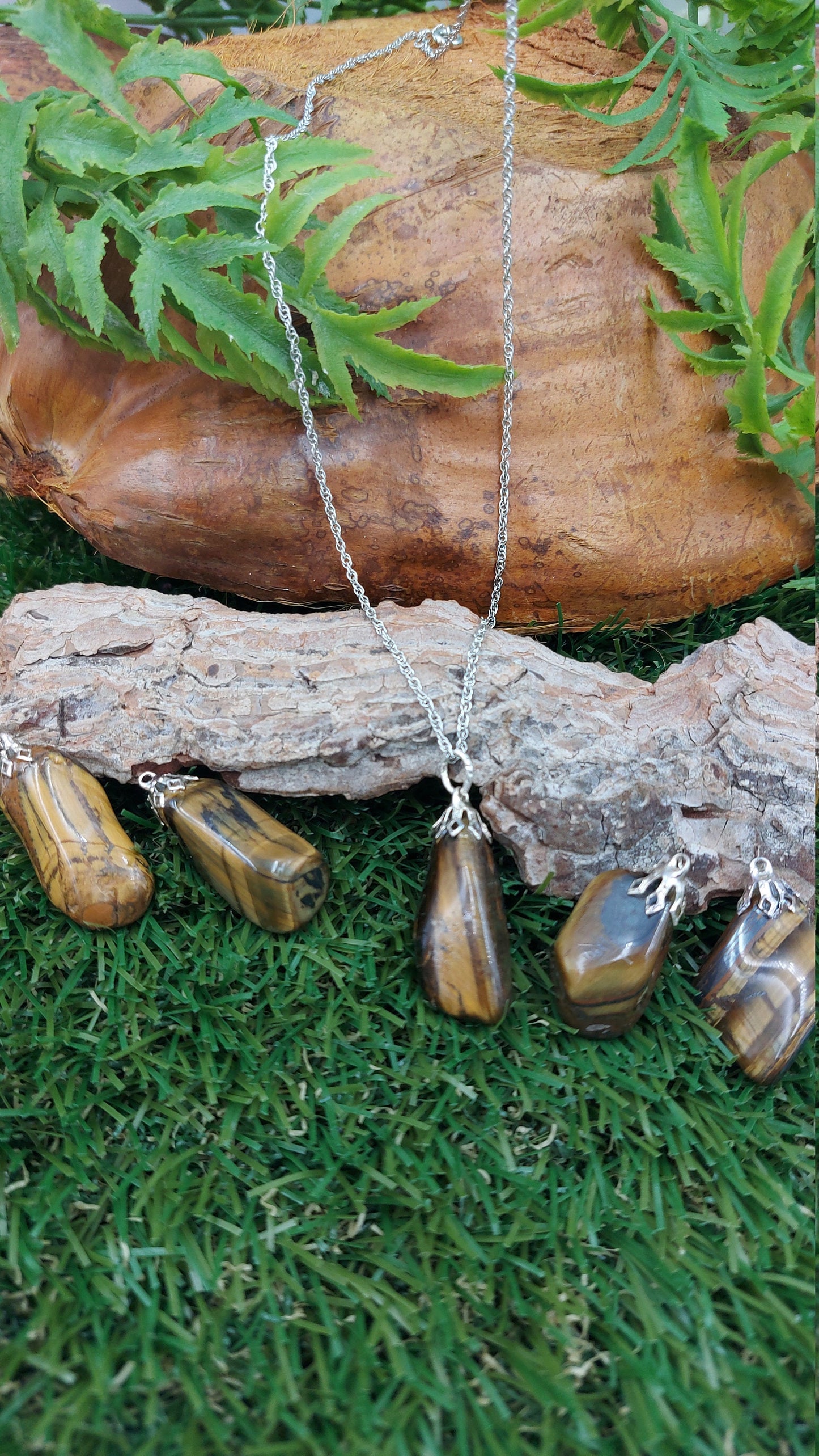 Φυσικό κολιέ από ατσάλι με φυσικό μάτι Tiger's Eye Θεραπευτικά κρύσταλλα αξεσουάρ Zodiac Mineral Stone