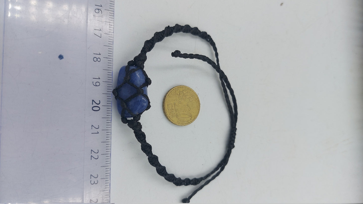 Natürlicher blauer Achat, handgefertigt, Makramee-Armband, Heilkristall, Zubehör, Sternzeichen, Mineralstein