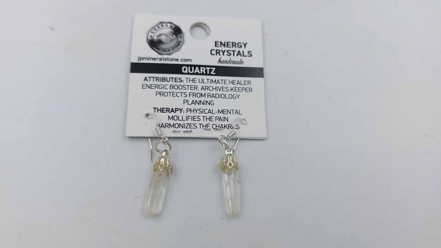 Σκουλαρίκια Clear Quartz Point Crystal