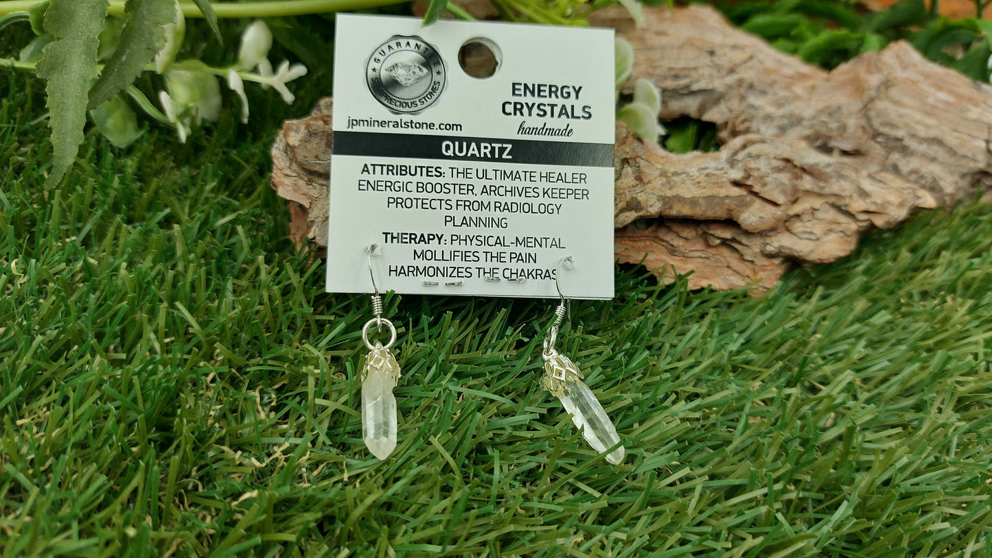 Σκουλαρίκια Clear Quartz Point Crystal