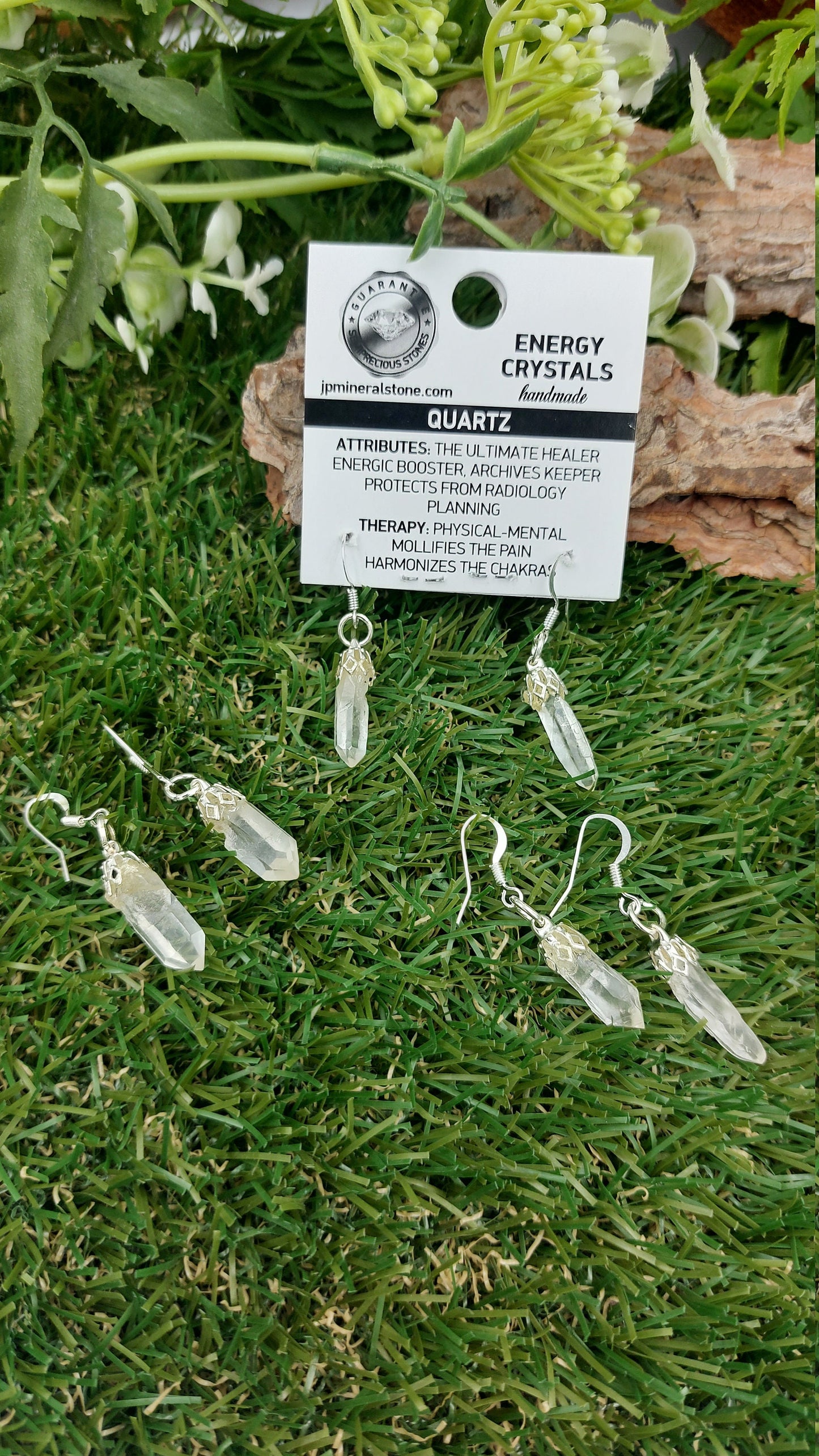 Σκουλαρίκια Clear Quartz Point Crystal