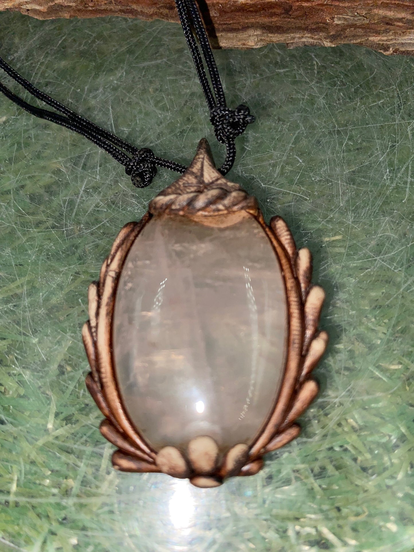 Φυσικό χειροποίητο κολιέ- Capuchon Cut Pink Quartz Stone - Healing Stone - Ιδέα δώρου - Προστασία