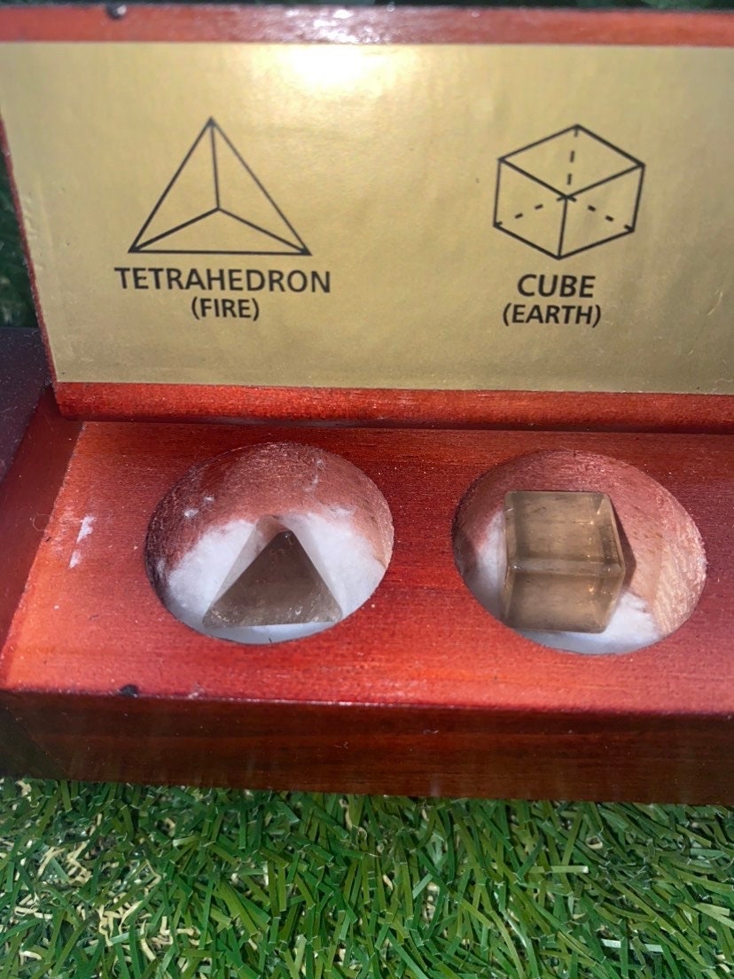 Smoked Quartz Platonic Solids Sacred Geometric Set, Energy Healing κρύσταλλο, πέτρες ρέικι, σετ πέντε τσάκρα