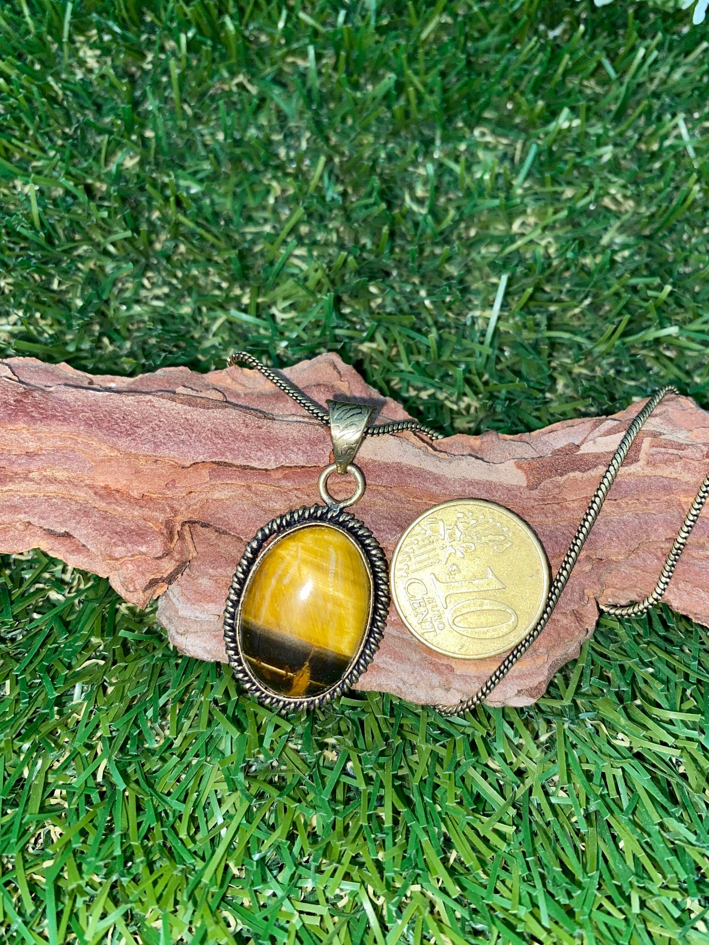 Κολιέ από ορείχαλκο από κρύσταλλο Tiger's Eye